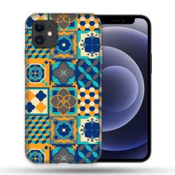 Coque Compatible Magsafe Pour Apple Iphone 12 / 12 Pro Texture Carreau Ciment Orange