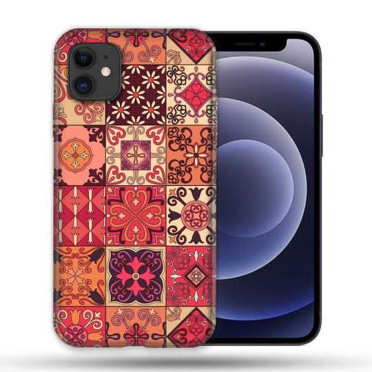 Coque Compatible Magsafe Pour Apple Iphone 12 / 12 Pro Texture Carreau Ciment Rouge