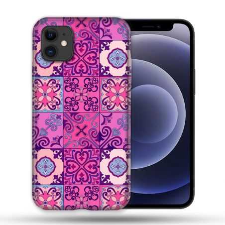 Coque Compatible Magsafe Pour Apple Iphone 12 / 12 Pro Texture Carreau Ciment Violet