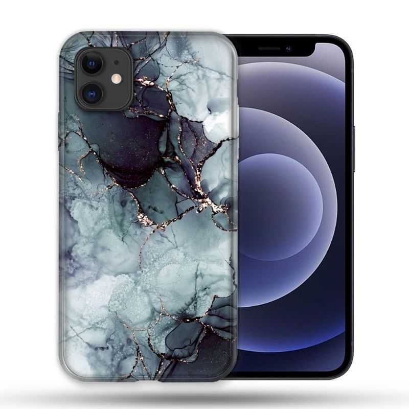 Coque Compatible Magsafe Pour Apple Iphone 12 / 12 Pro Texture Marbre Gris