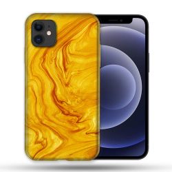 Coque Compatible Magsafe Pour Apple Iphone 12 / 12 Pro Texture Marbre Jaune