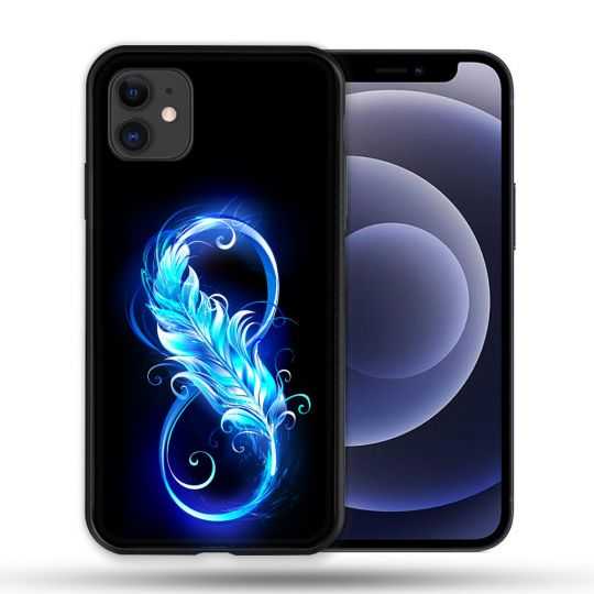 Coque Compatible Magsafe Pour Apple Iphone 12 / 12 Pro Texture Plume Infini Bleu