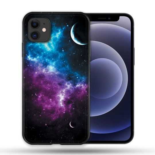 Coque Compatible Magsafe Pour Apple Iphone 12 / 12 Pro Univers Bleu Violet