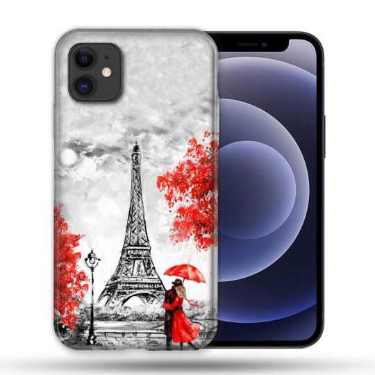 Coque Compatible Magsafe Pour Apple Iphone 12 / 12 Pro Voyage France Paris Rouge