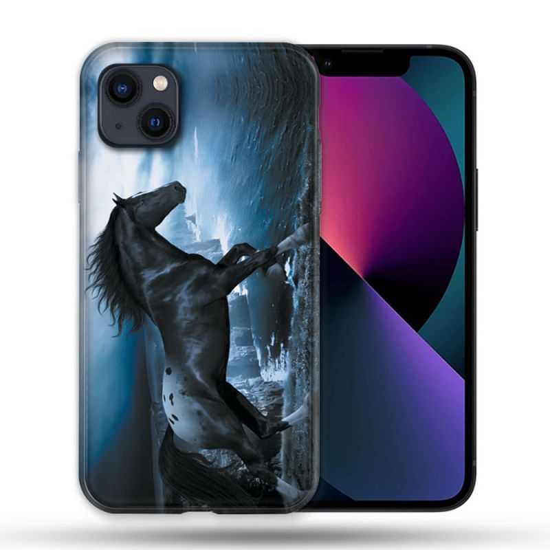 Coque Compatible Magsafe Pour Apple Iphone 13 (6,1) Animal Cheval Noir