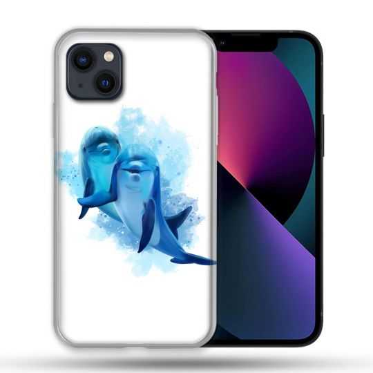 Coque Compatible Magsafe Pour Apple Iphone 13 (6,1) Animal Dauphin Duo