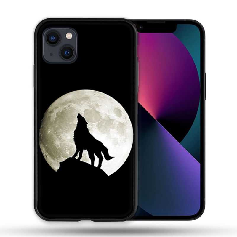 Coque Compatible Magsafe Pour Apple Iphone 13 (6,1) Animal Loup Noir