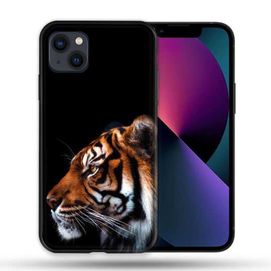 Coque Compatible Magsafe Pour Apple Iphone 13 (6,1) Animal Tigre Noir