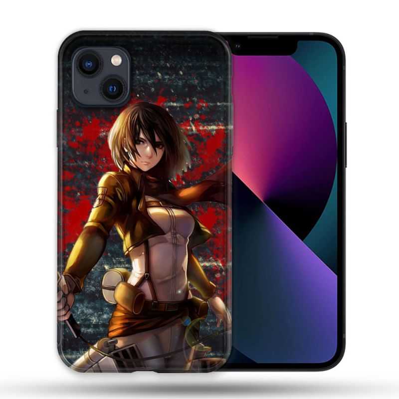 Coque Compatible Magsafe Pour Apple Iphone 13 (6,1) Manga Attaque Titans Mikasa