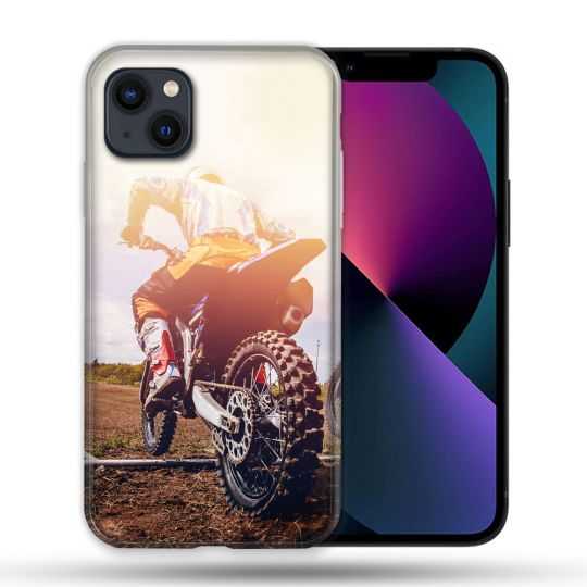 Coque Compatible Magsafe Pour Apple Iphone 13 (6,1) Moto Cross Soleil