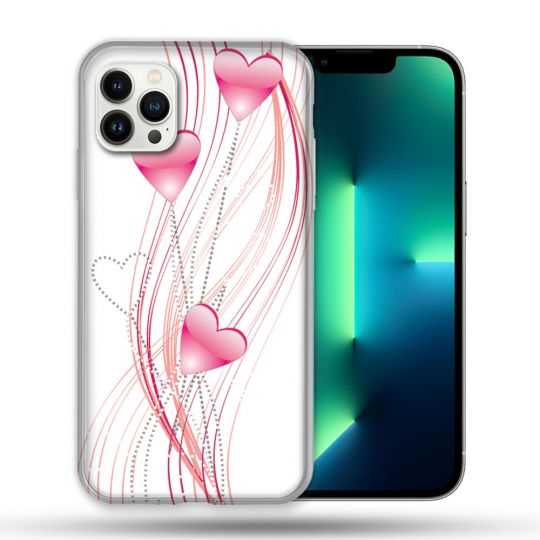 Coque Compatible Magsafe Pour Apple Iphone 13 PRO Amour Coeur Rose Montant sur Blanc