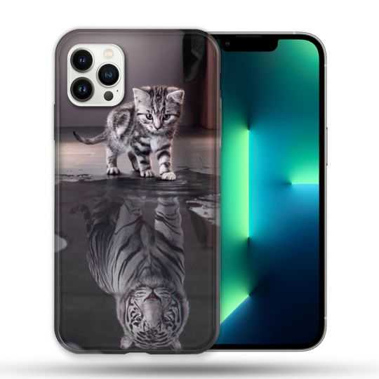 Coque Compatible Magsafe Pour Apple Iphone 13 PRO Animal Chat Reflet