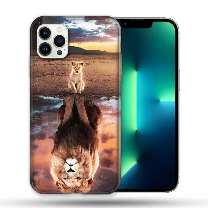 Coque Compatible Magsafe Pour Apple Iphone 13 PRO Animal Lion Reflet