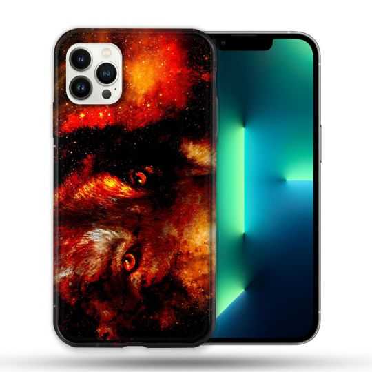 Coque Compatible Magsafe Pour Apple Iphone 13 PRO Animal Loup Espace