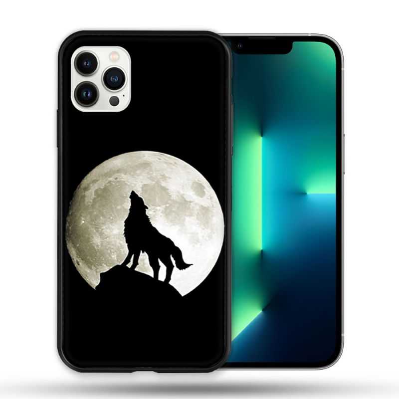 Coque Compatible Magsafe Pour Apple Iphone 13 PRO Animal Loup Noir