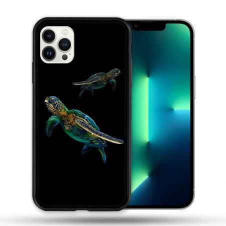 Coque Compatible Magsafe Pour Apple Iphone 13 PRO Animal Tortue Noire multicolore
