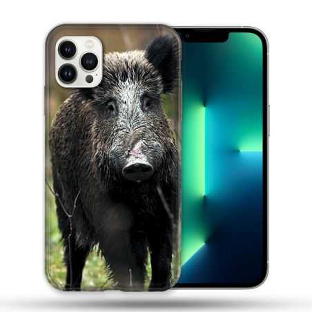 Coque Compatible Magsafe Pour Apple Iphone 13 PRO Chasse Sanglier bois