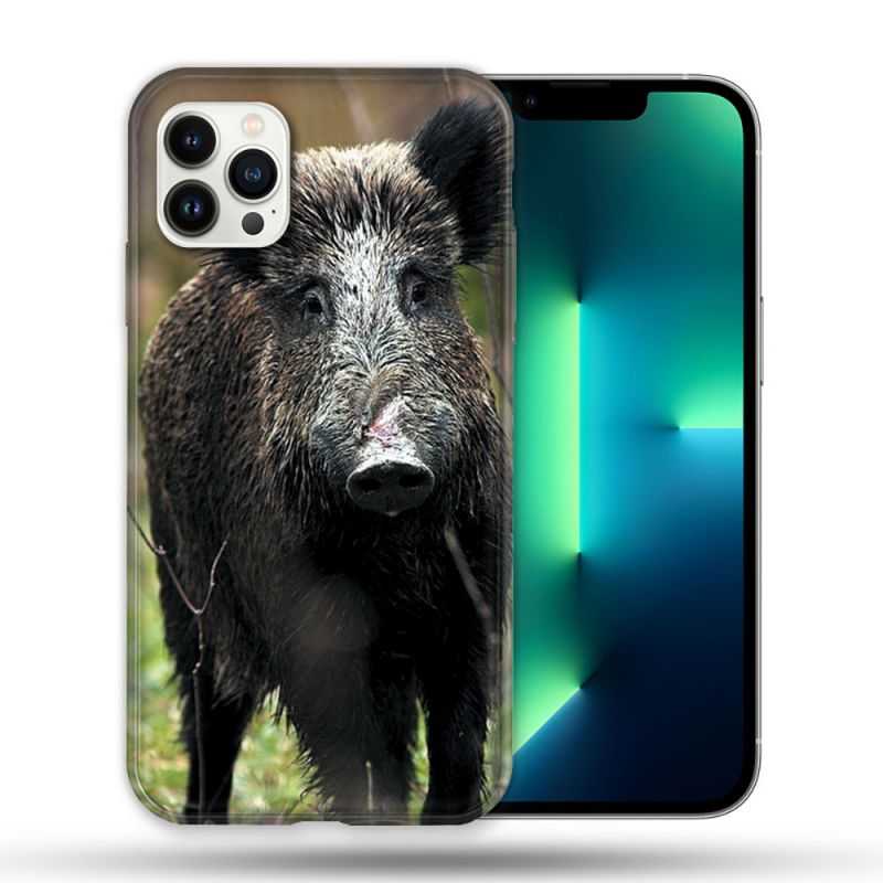 Coque Compatible Magsafe Pour Apple Iphone 13 PRO Chasse Sanglier bois