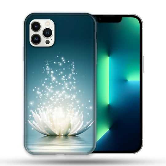 Coque Compatible Magsafe Pour Apple Iphone 13 PRO Fleur Lotus Blanc