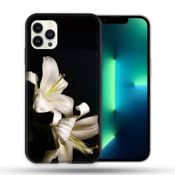 Coque Compatible Magsafe Pour Apple Iphone 13 PRO Fleur Lys Noir