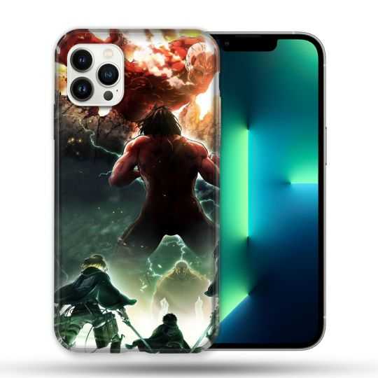 Coque Compatible Magsafe Pour Apple Iphone 13 PRO Manga Attaque Titans Combat