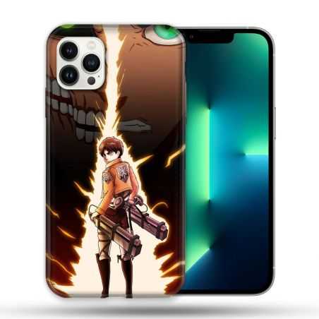 Coque Compatible Magsafe Pour Apple Iphone 13 PRO Manga Attaque Titans Eren Eclair