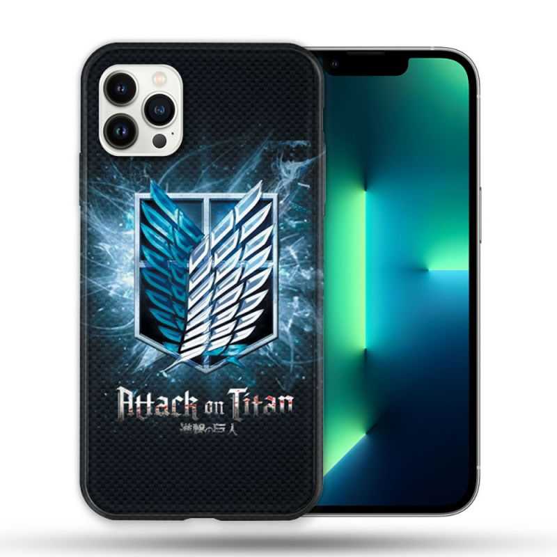 Coque Compatible Magsafe Pour Apple Iphone 13 PRO Manga Attaque Titans Noir