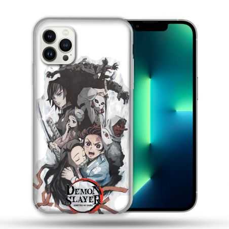 Coque Compatible Magsafe Pour Apple Iphone 13 PRO Manga Demon Slayer Blanc
