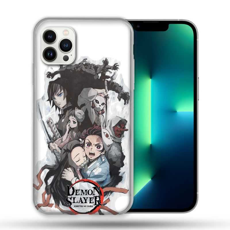Coque Compatible Magsafe Pour Apple Iphone 13 PRO Manga Demon Slayer Blanc
