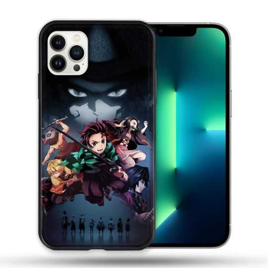 Coque Compatible Magsafe Pour Apple Iphone 13 PRO Manga Demon Slayer Noir