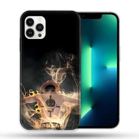 Coque Compatible Magsafe Pour Apple Iphone 13 PRO Manga One Piece Ace Noir
