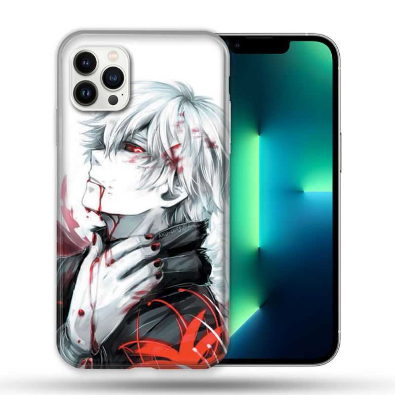 Coque Compatible Magsafe Pour Apple Iphone 13 PRO Manga Tokyo Ghoul Kaneki Blanc