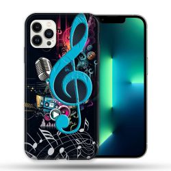 Coque Compatible Magsafe Pour Apple Iphone 13 PRO Musique Cle Sol Bleu