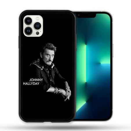 Coque Compatible Magsafe Pour Apple Iphone 13 PRO Musique Johnny Hallyday Noir