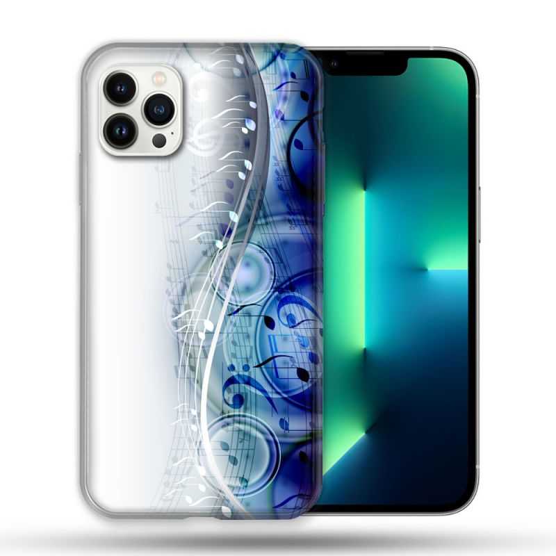 Coque Compatible Magsafe Pour Apple Iphone 13 PRO Musique Partition Vague