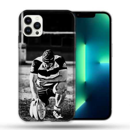 Coque Compatible Magsafe Pour Apple Iphone 13 PRO Sport Rugby Noir Blanc