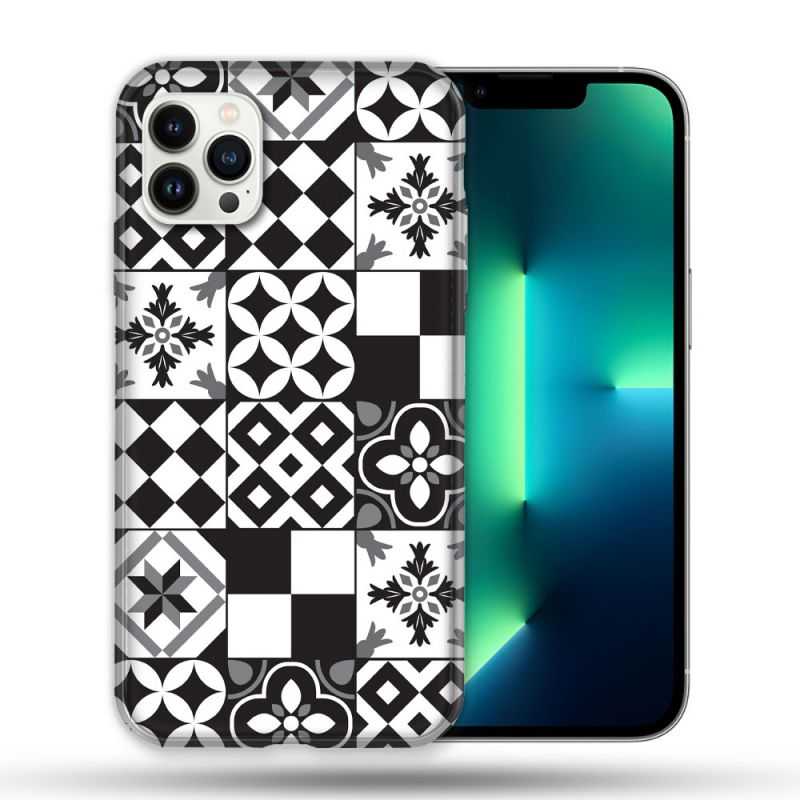 Coque Compatible Magsafe Pour Apple Iphone 13 PRO Texture Carreau Ciment Noir