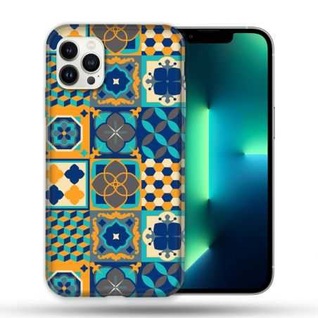 Coque Compatible Magsafe Pour Apple Iphone 13 PRO Texture Carreau Ciment Orange