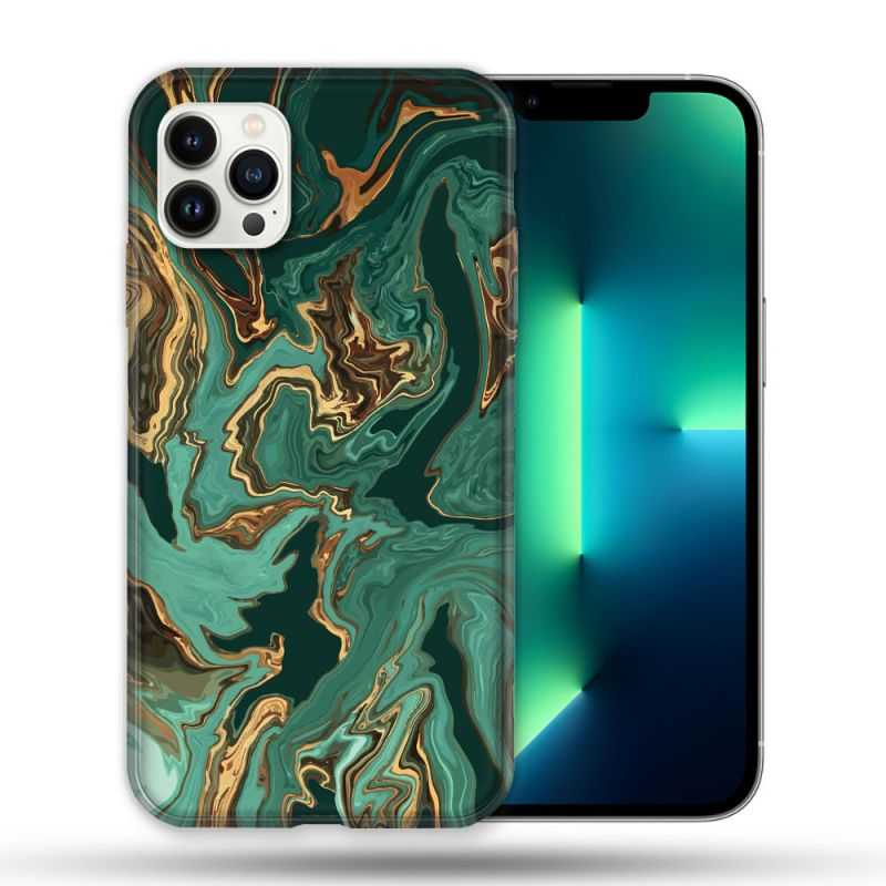 Coque Compatible Magsafe Pour Apple Iphone 13 PRO Texture Marbre Vert
