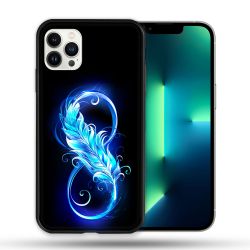 Coque Compatible Magsafe Pour Apple Iphone 13 PRO Texture Plume Infini Bleu