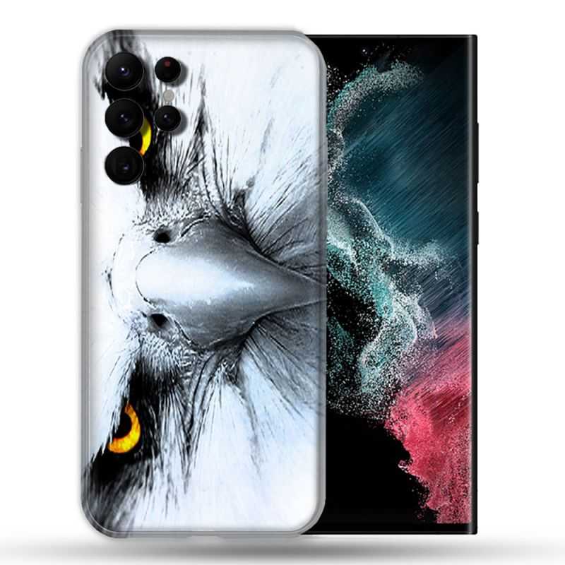 Coque compatible Magsafe Pour Samsung Galaxy S22 Ultra Animal Aigle Royal Blanc