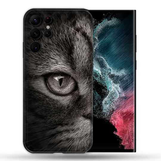 Coque compatible Magsafe Pour Samsung Galaxy S22 Ultra Animal Chat Gris