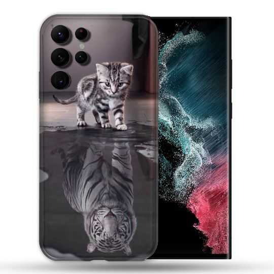 Coque compatible Magsafe Pour Samsung Galaxy S22 Ultra Animal Chat Reflet
