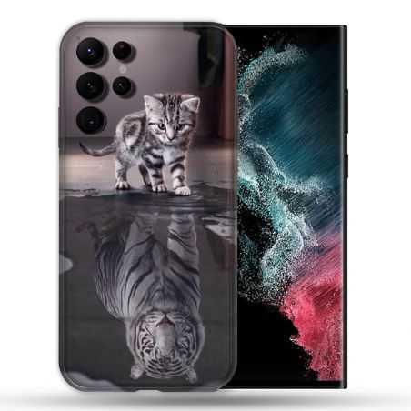 Coque compatible Magsafe Pour Samsung Galaxy S22 Ultra Animal Chat Reflet