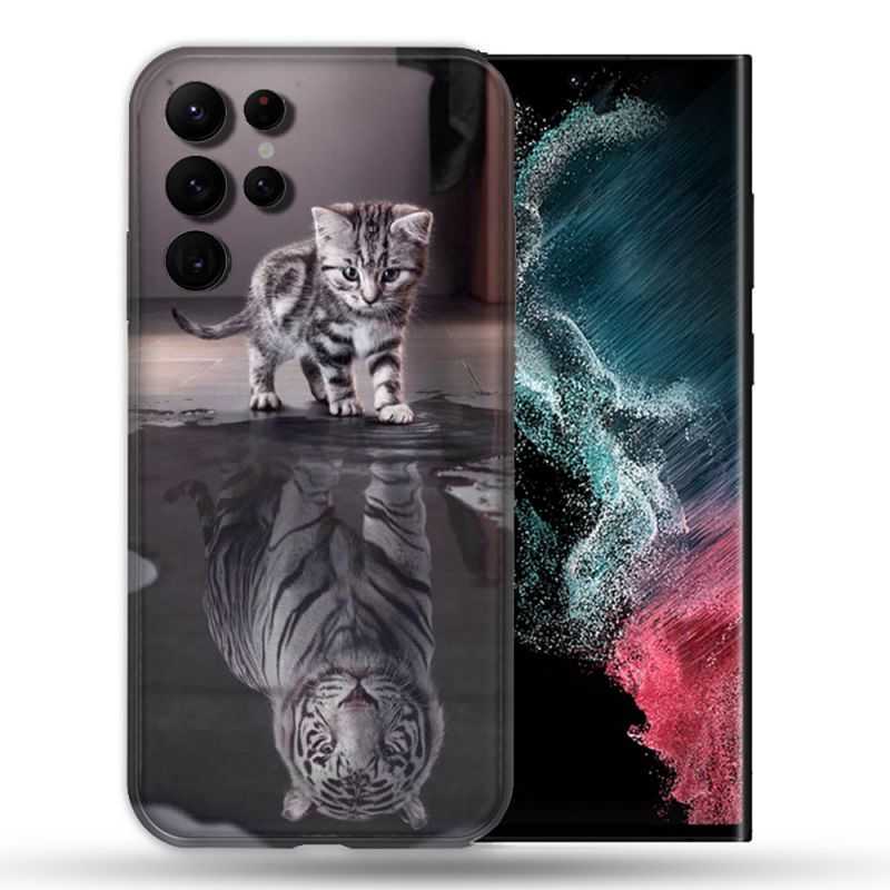 Coque compatible Magsafe Pour Samsung Galaxy S22 Ultra Animal Chat Reflet