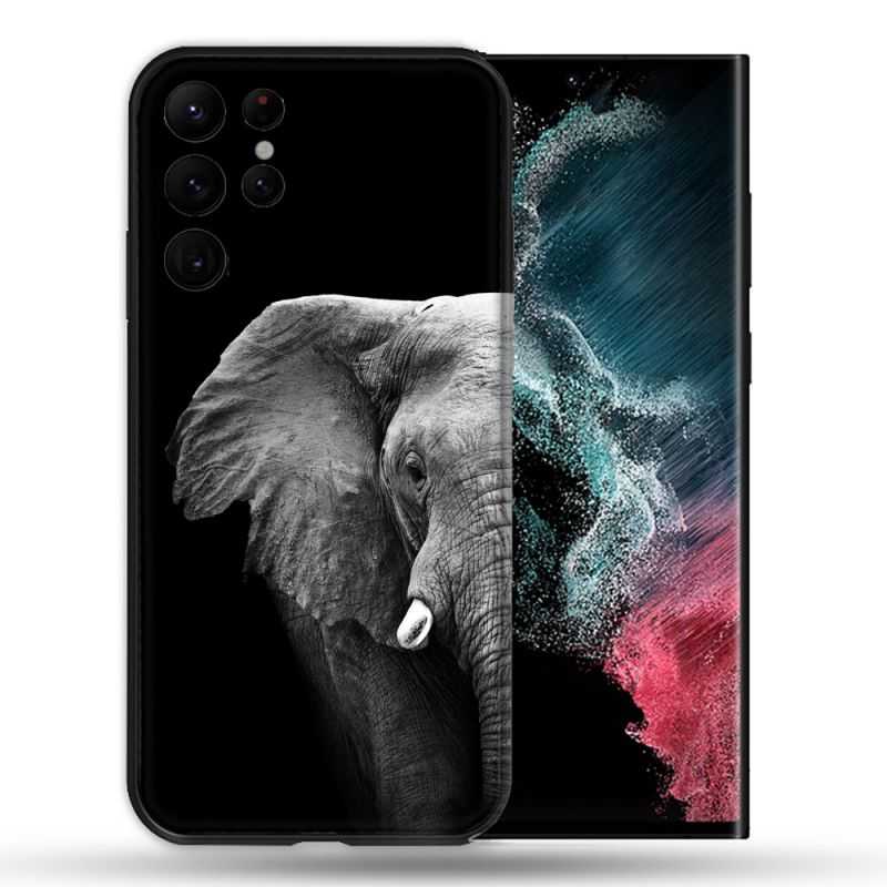 Coque compatible Magsafe Pour Samsung Galaxy S22 Ultra Animal Elephant Noir