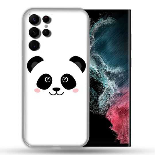 Coque compatible Magsafe Pour Samsung Galaxy S22 Ultra Animal Panda Blanc