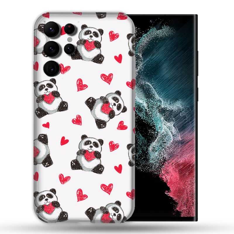 Coque compatible Magsafe Pour Samsung Galaxy S22 Ultra Animal Panda Cœur