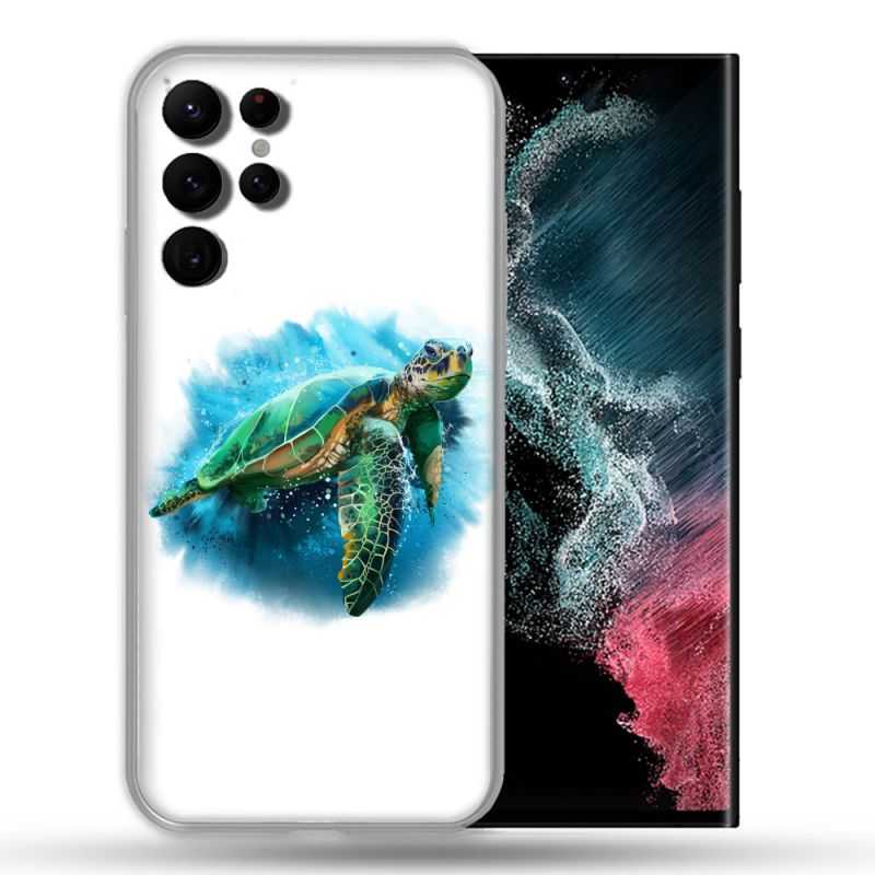 Coque compatible Magsafe Pour Samsung Galaxy S22 Ultra Animal Tortue Blanche multicolore