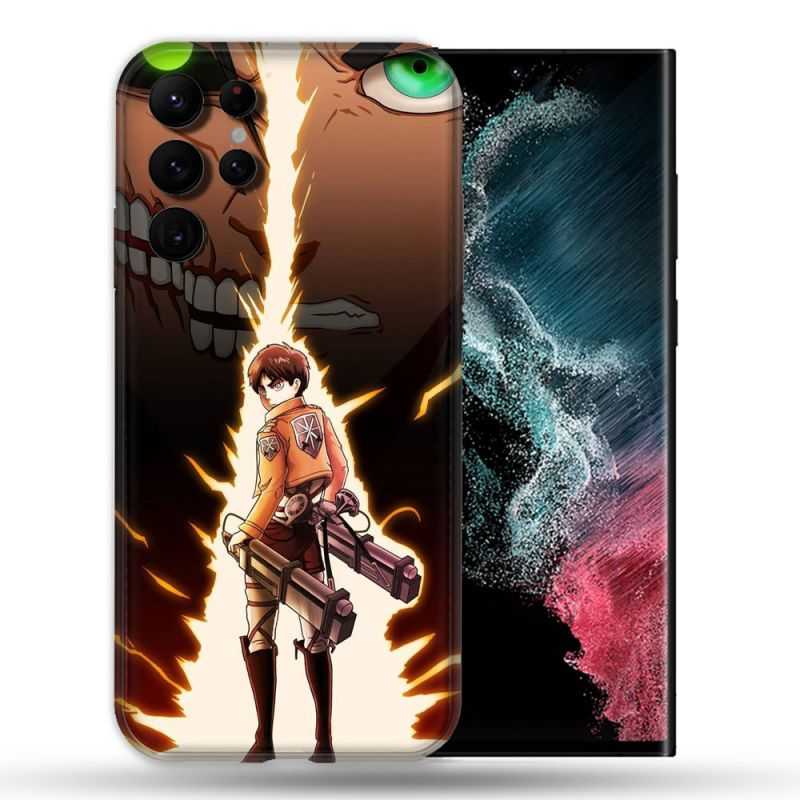 Coque compatible Magsafe Pour Samsung Galaxy S22 Ultra Manga Attaque Titans Eren Eclair